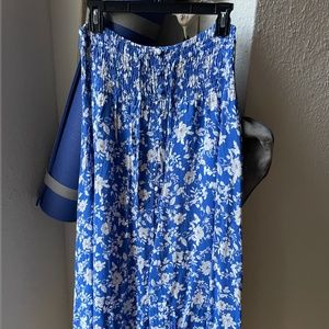 ZARA Floral Blue and White Maxi Skirt